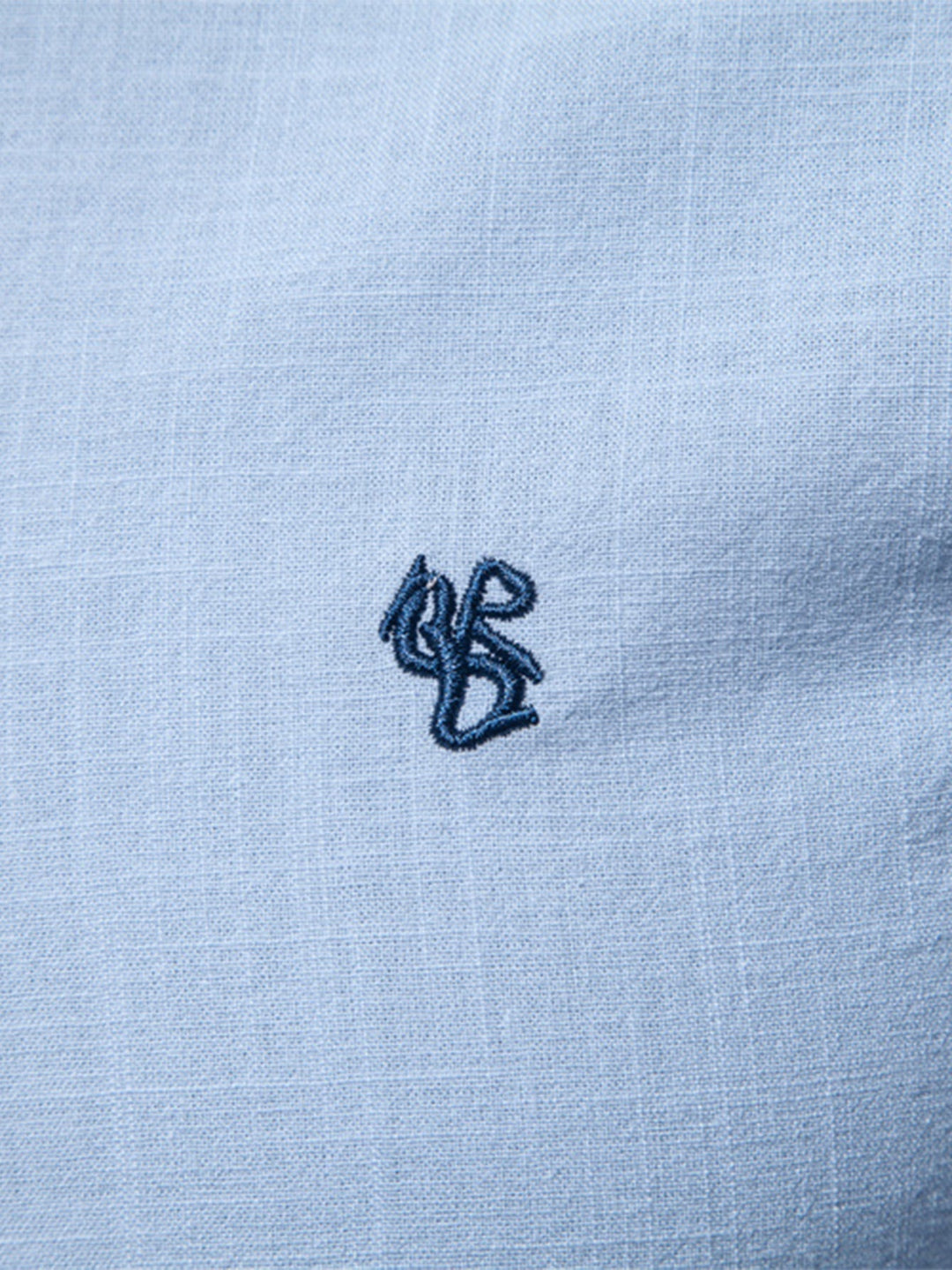 Camicia a collo alto effetto lino a maniche lunghe