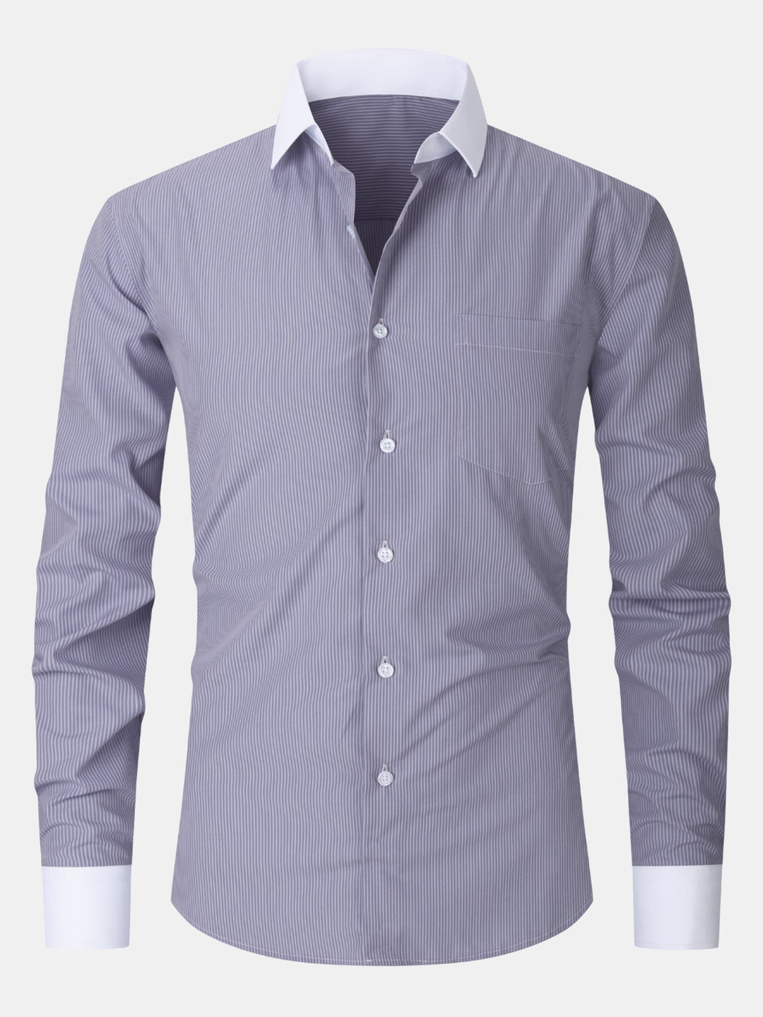 Camicia elegante con colletto a contrasto a righe
