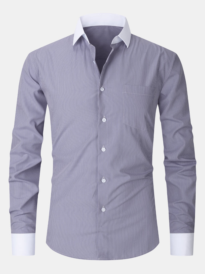Camicia elegante con colletto a contrasto a righe