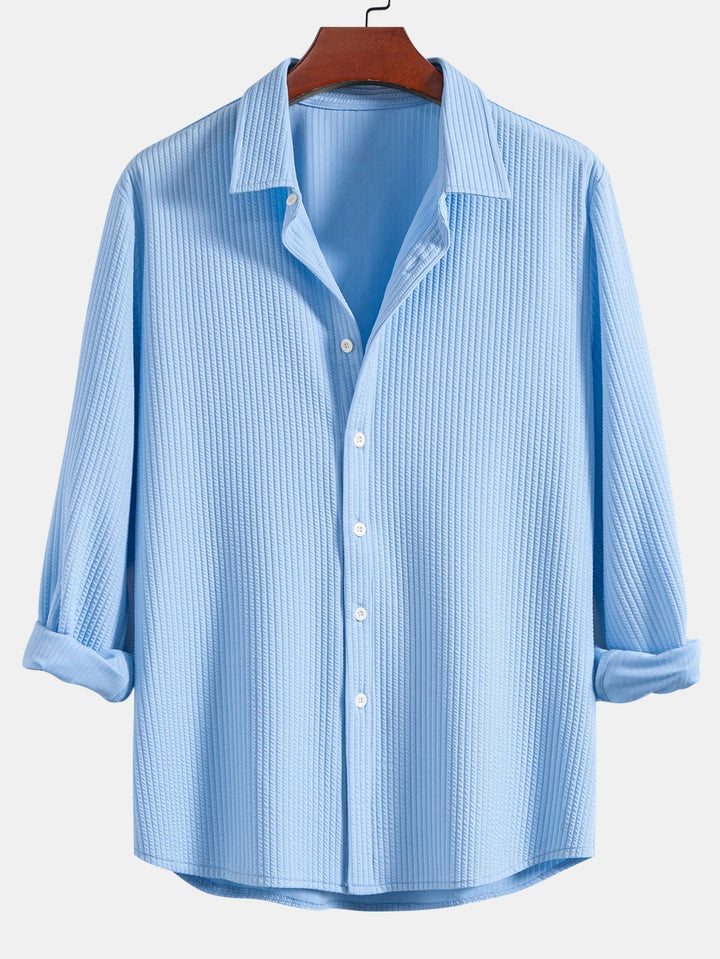 Camicia a righe a maniche lunghe, taglio muscolare, con bottoni & pantaloni a righe a gamba dritta