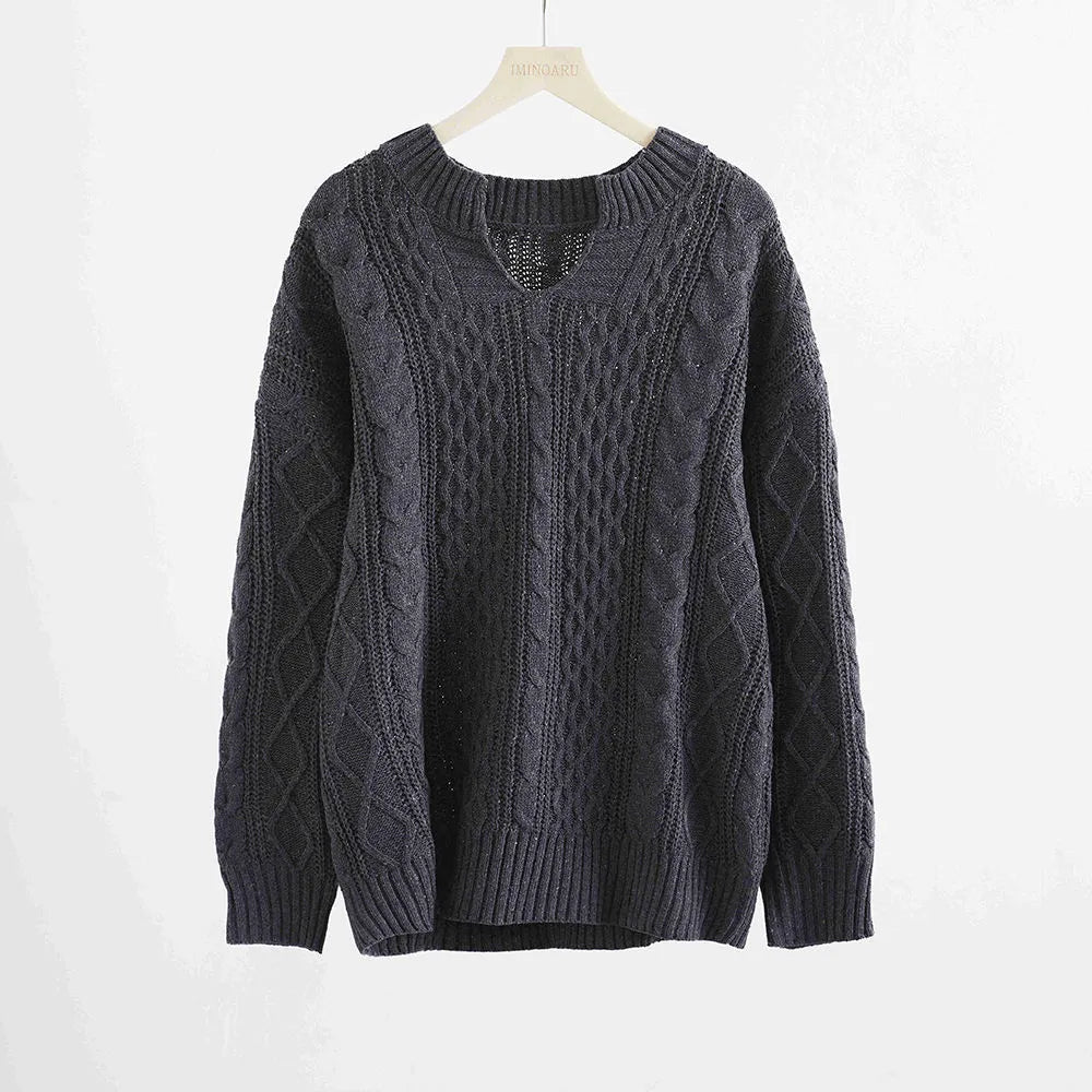 Anna™ | Maglione casual a maniche lunghe e scollo a V unito