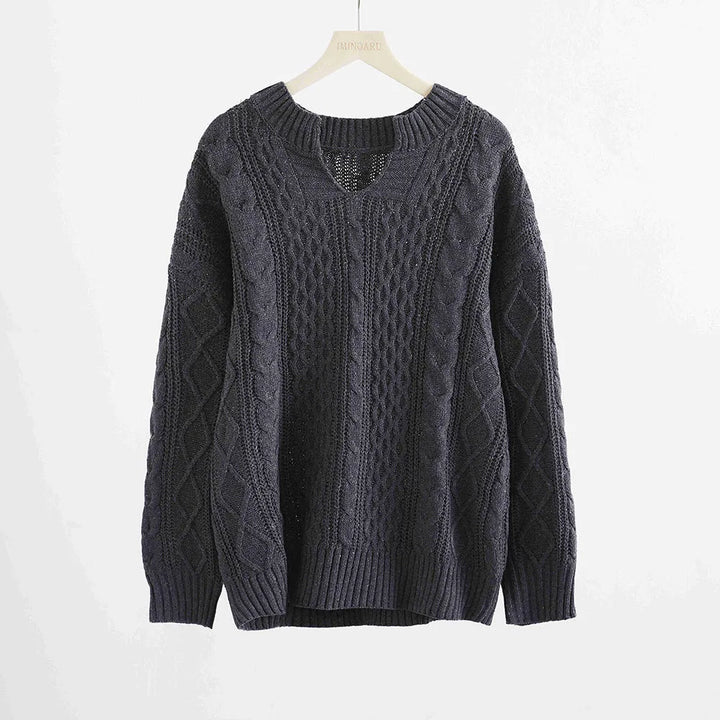 Anna™ | Maglione casual a maniche lunghe e scollo a V unito