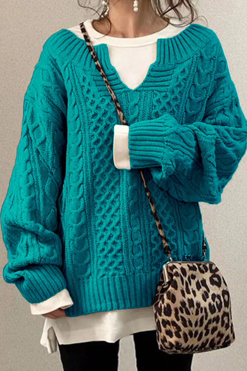 Anna™ | Maglione casual a maniche lunghe e scollo a V unito