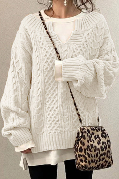 Anna™ | Maglione casual a maniche lunghe e scollo a V unito