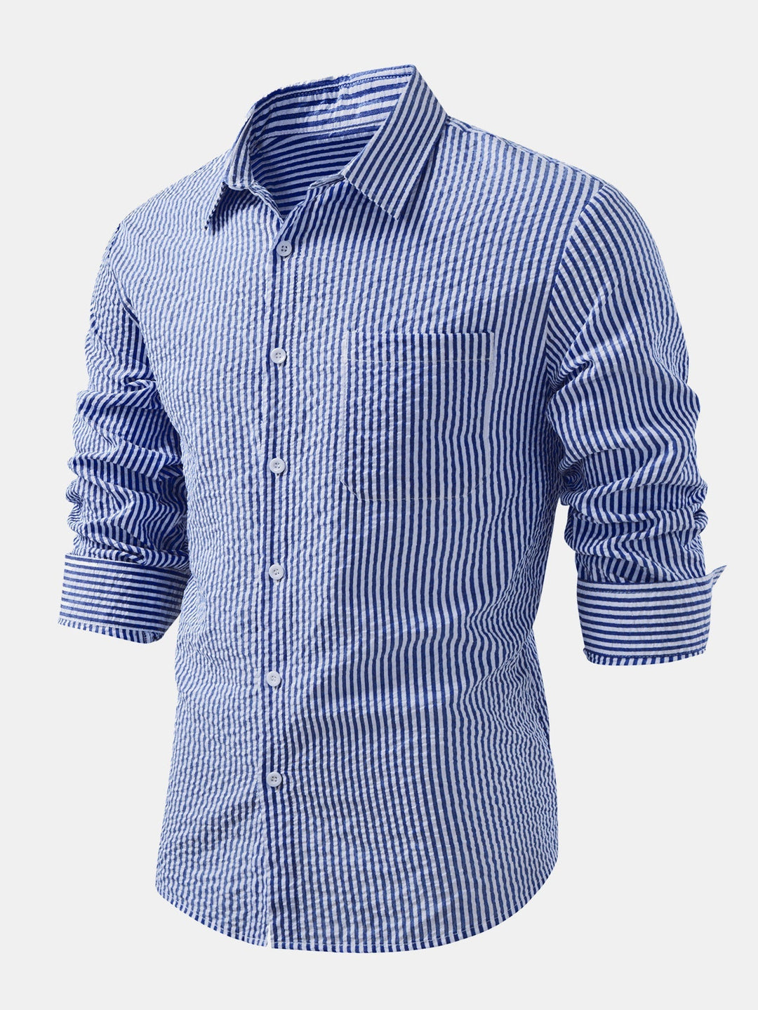 Camicia a righe con bottoni in seersucker