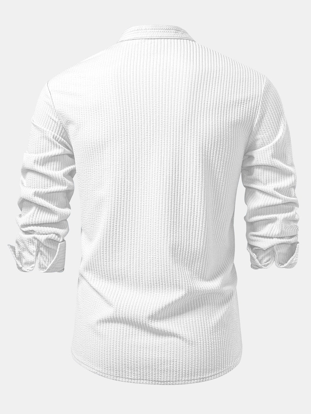 Camicia a coste con colletto alto, taglio muscolare, maniche lunghe