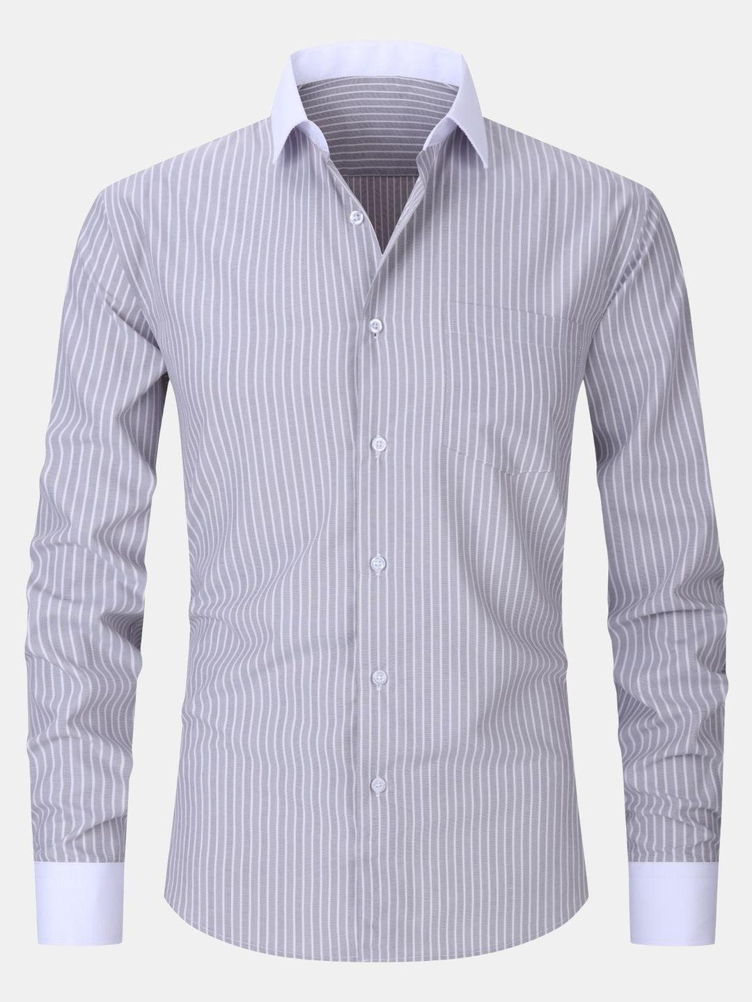Camicia con colletto a contrasto e righe