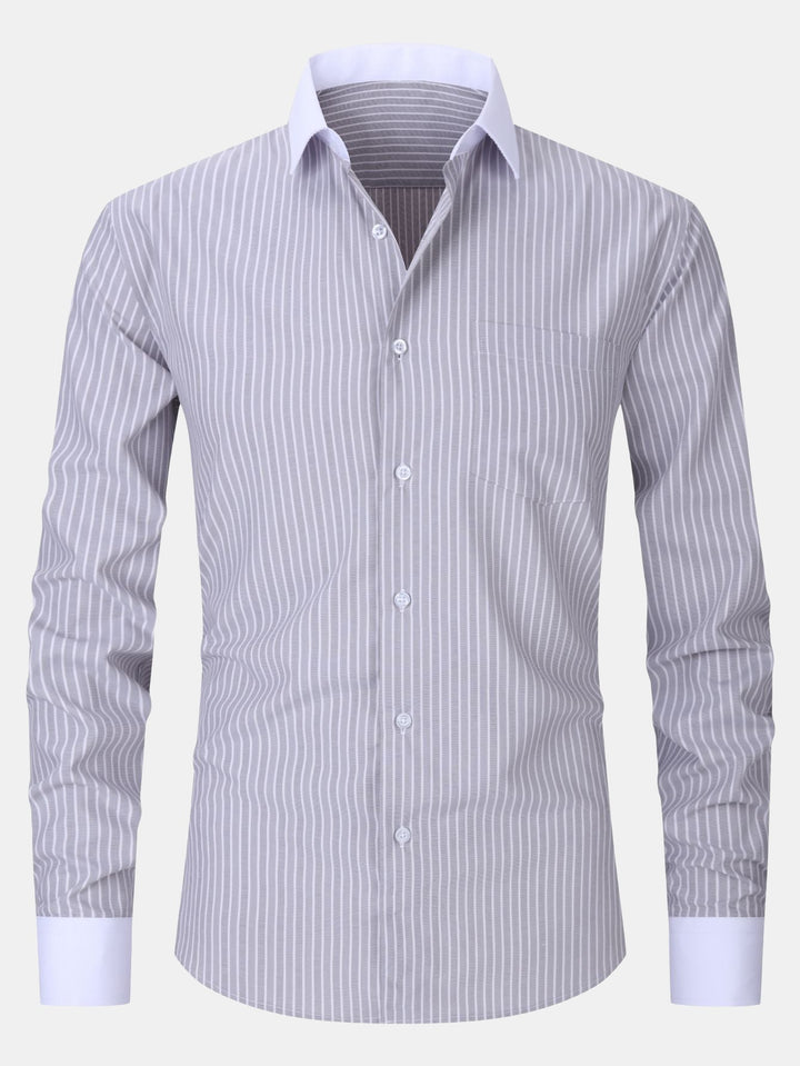 Camicia con colletto a contrasto e righe