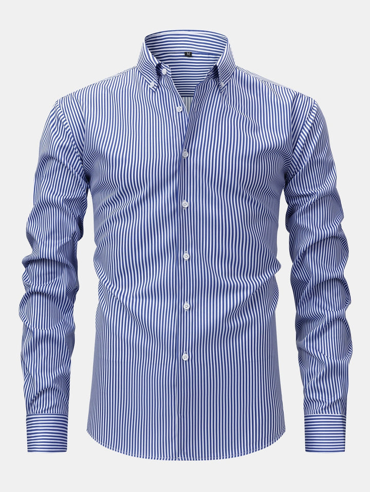 Camicia a righe a maniche lunghe con bottoni & Pantaloni dritti con vita elastica