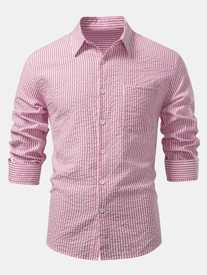 Camicia a righe con bottoni in seersucker