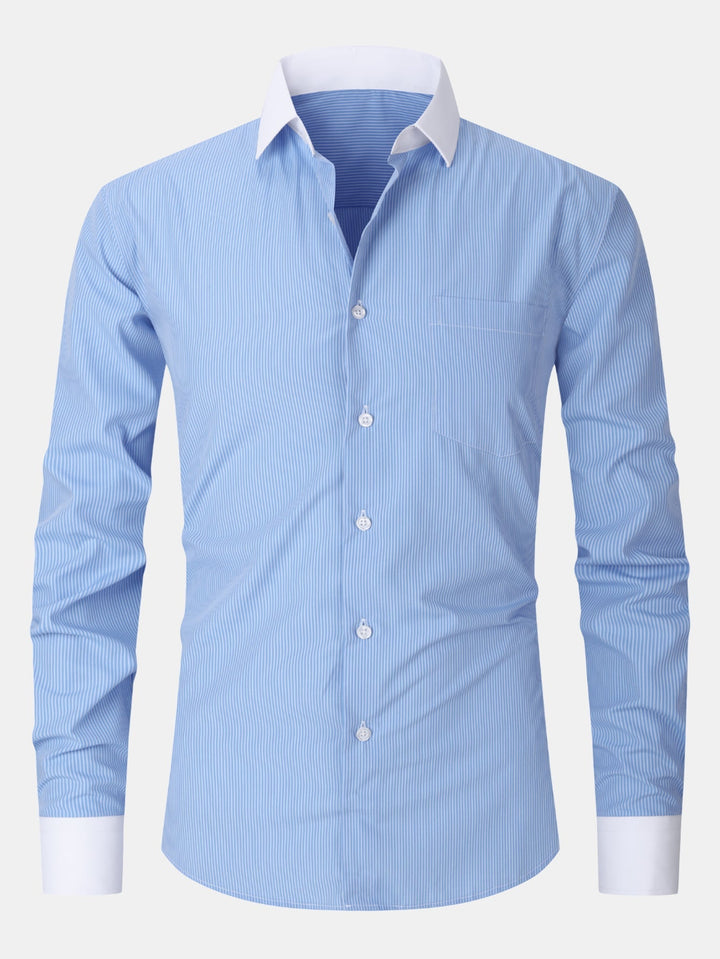 Camicia elegante con colletto a contrasto a righe