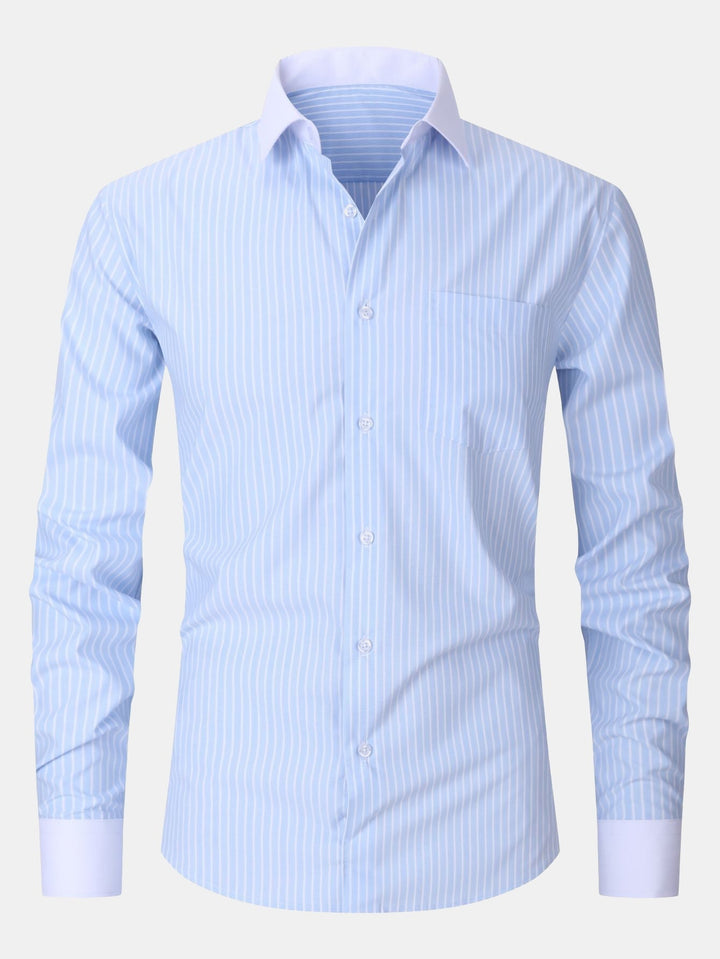 Camicia con colletto a contrasto e righe