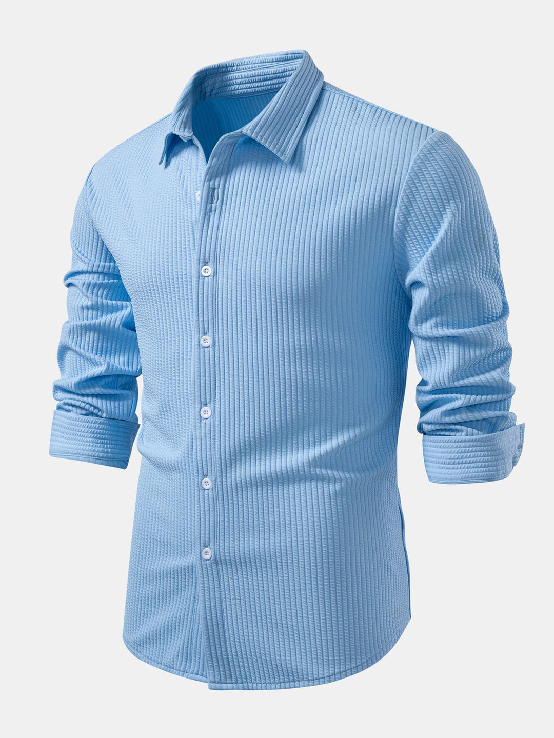 Camicia a maniche lunghe a coste, taglio muscolare, con bottoni