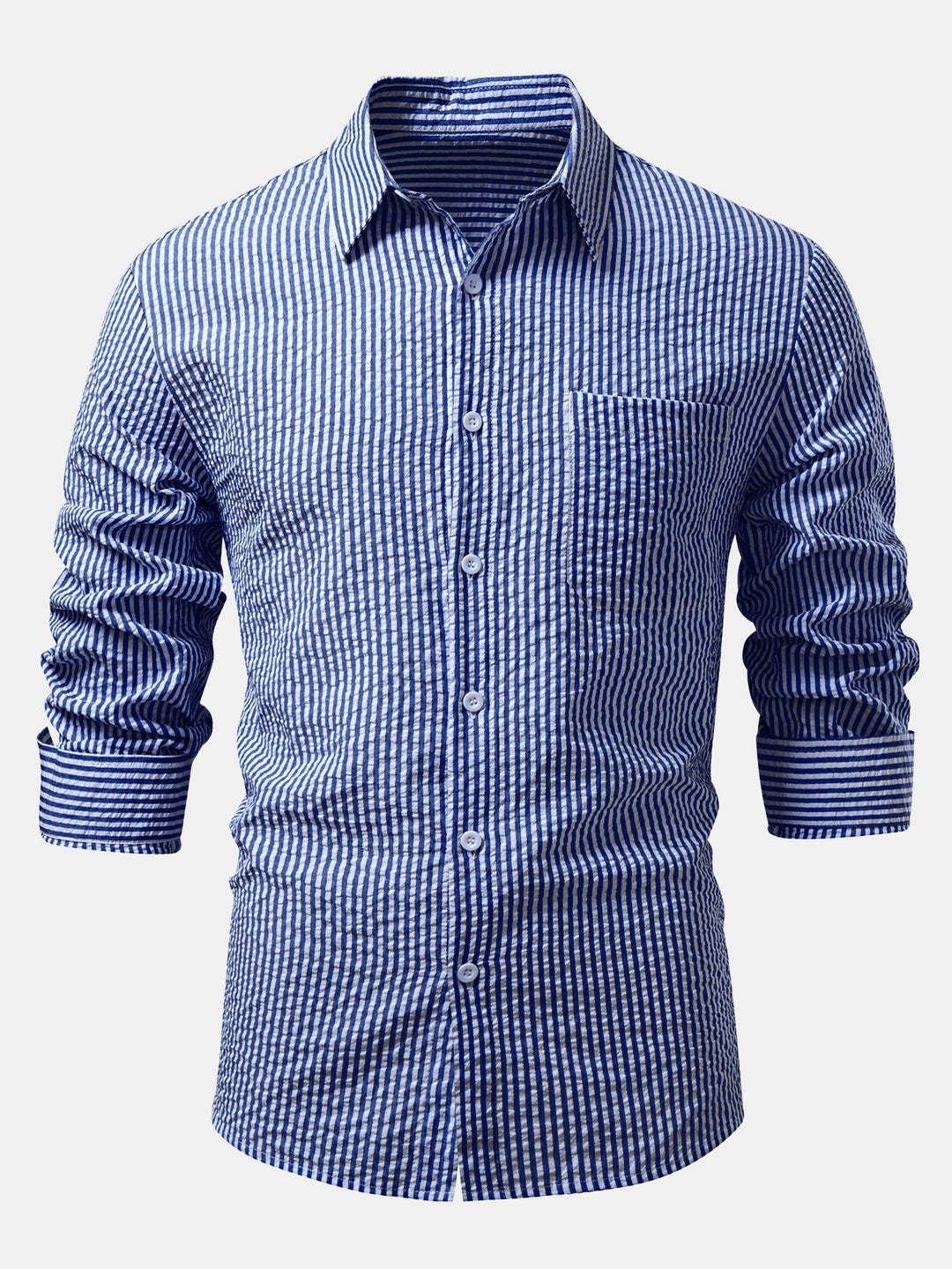 Camicia a righe con bottoni in seersucker