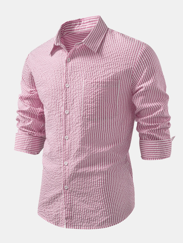 Camicia a righe con bottoni in seersucker