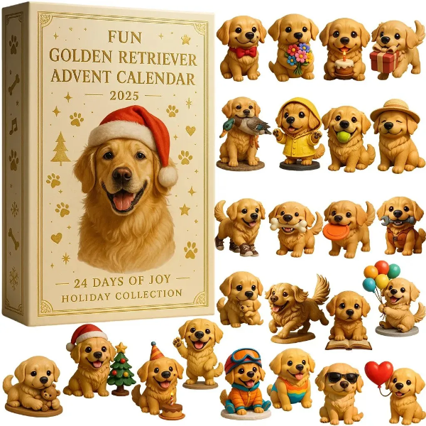🎄 Calendrier de l'Avent Golden Retriever Amusant 2025 🐾🐶✨