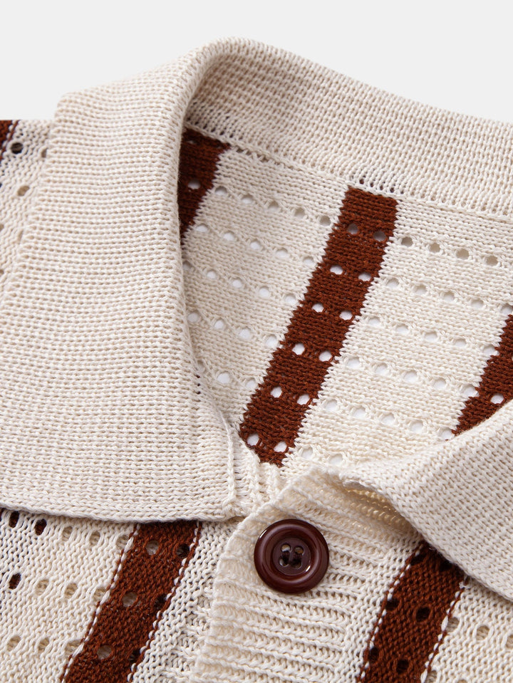 Camicia a maglia con occhietti a righe