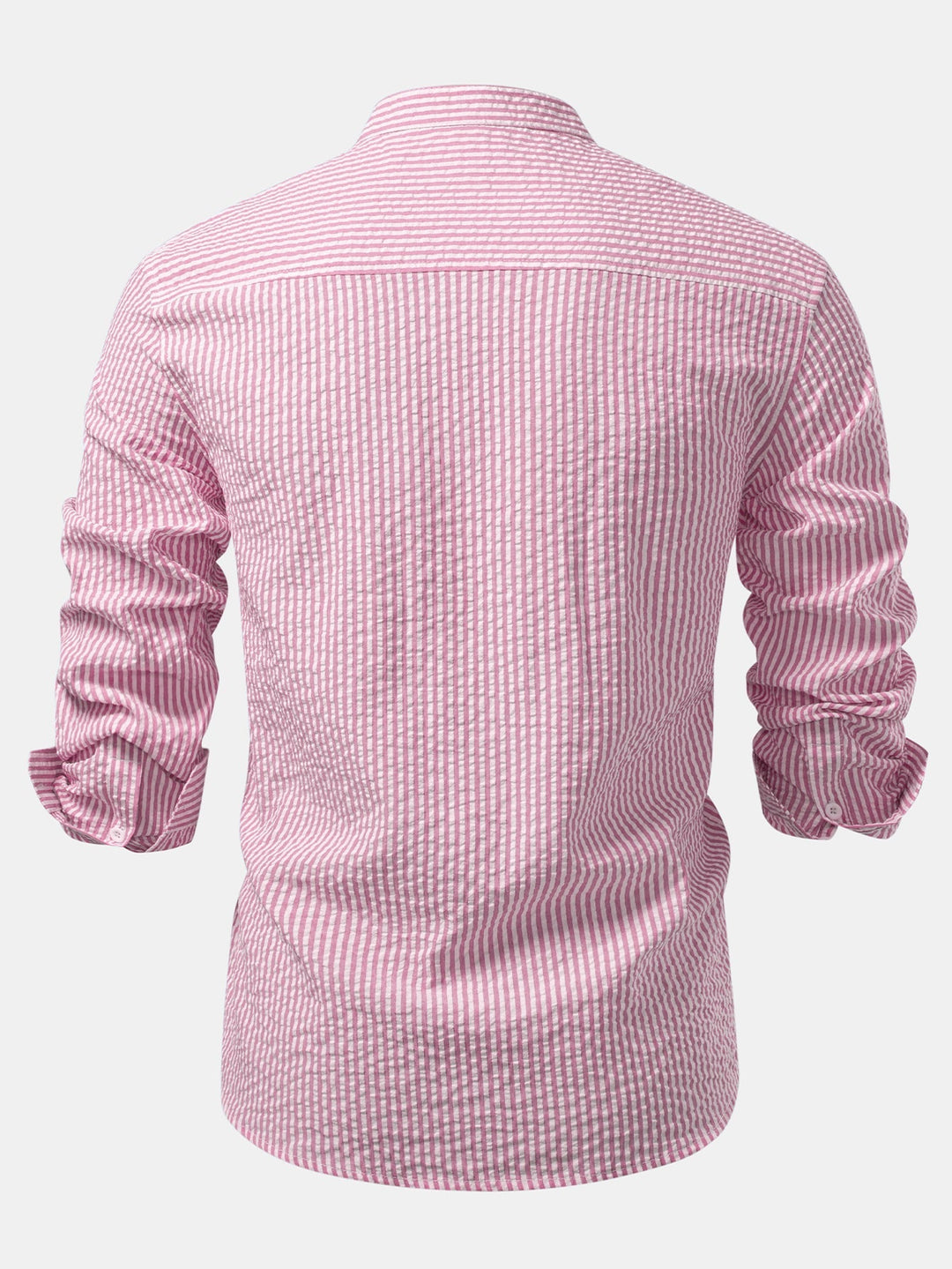 Camicia a righe in seersucker con colletto alto