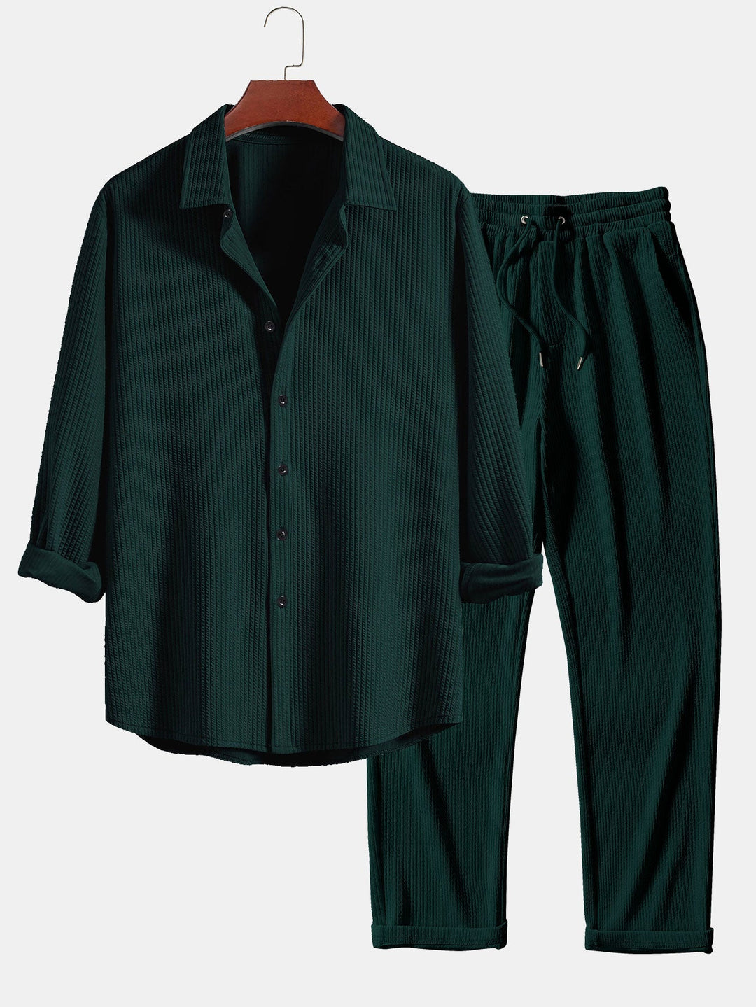 Camicia a righe a maniche lunghe, taglio muscolare, con bottoni & pantaloni a righe a gamba dritta