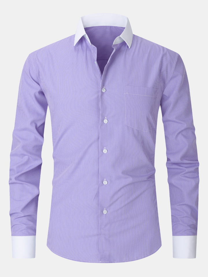 Camicia elegante con colletto a contrasto a righe