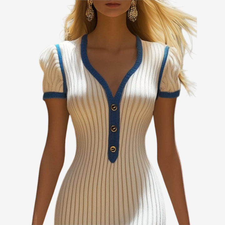 Elera™ | Abito Midi Elegante con Dettagli a Contrasto