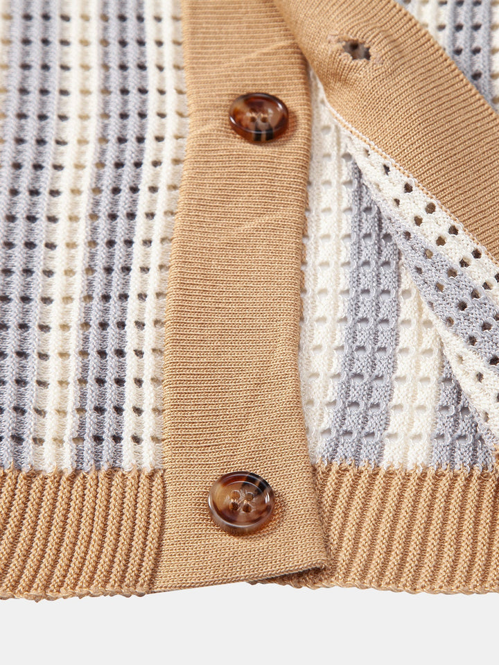 Camicia in crochet a occhielli a righe