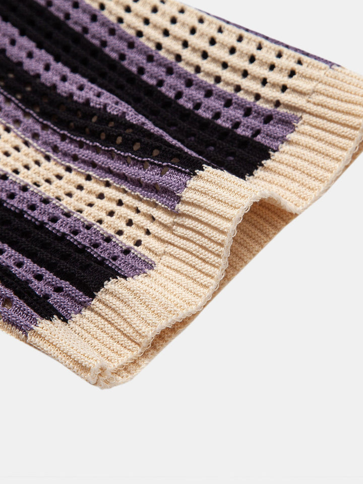 Camicia in crochet a occhielli a righe