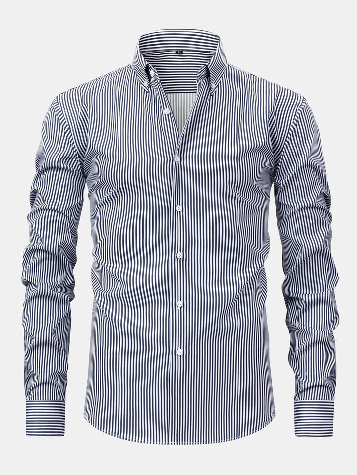 Camicia a righe a maniche lunghe con bottoni & Pantaloni dritti con vita elastica