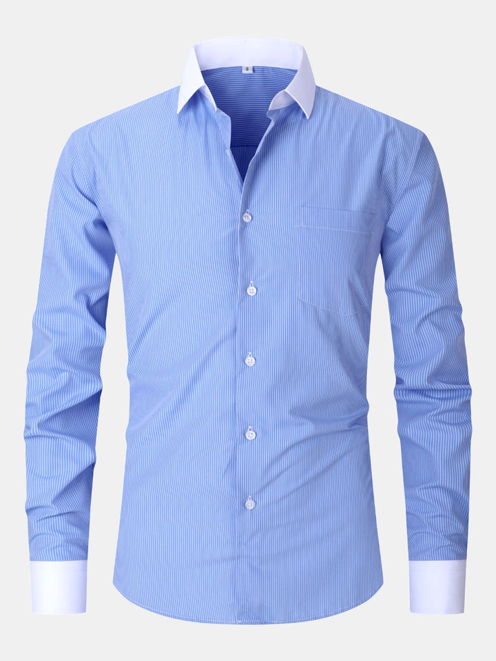 Camicia elegante con colletto a contrasto a righe