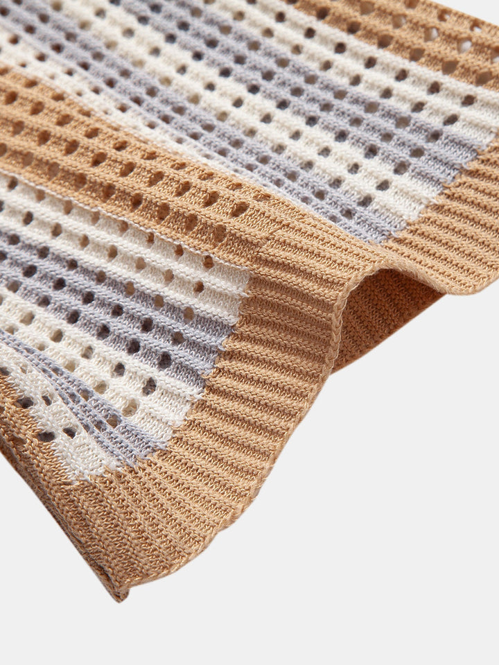 Camicia in crochet a occhielli a righe