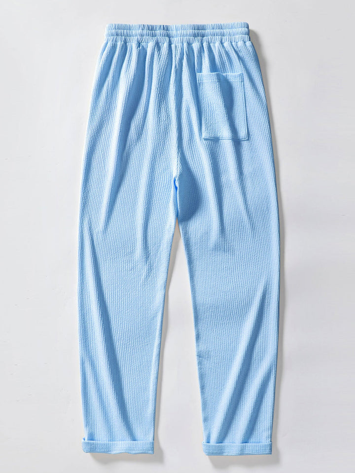 Chemise côtelée à manches longues, ajustée muscle, boutonnée & pantalon côtelé à jambe droite