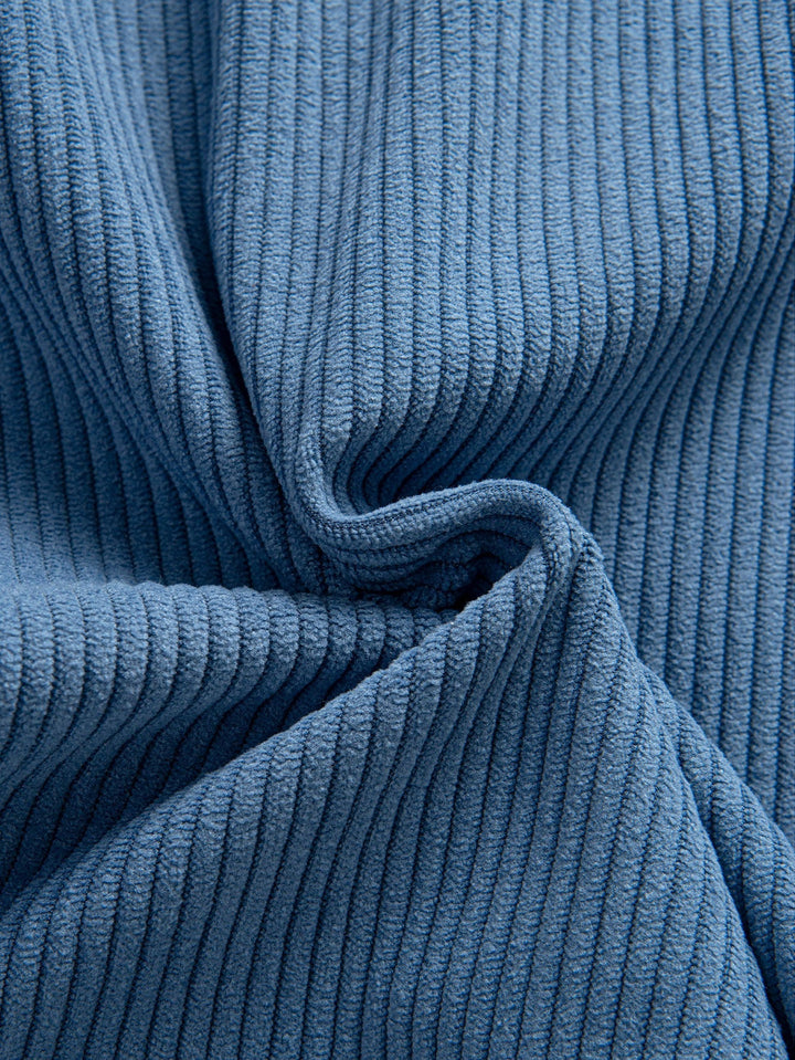 Camicia a maniche lunghe in velluto a coste con cappuccio contrastante