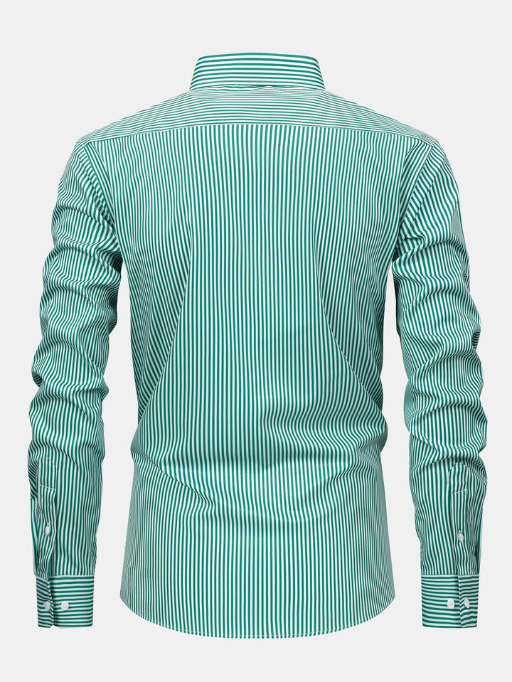 Camicia a righe a maniche lunghe con bottoni & Pantaloni dritti con vita elastica