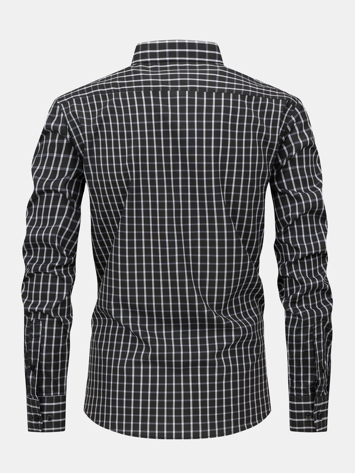 Camicia a quadri a maniche lunghe con bottoni & Pantaloni dritti con vita elastica