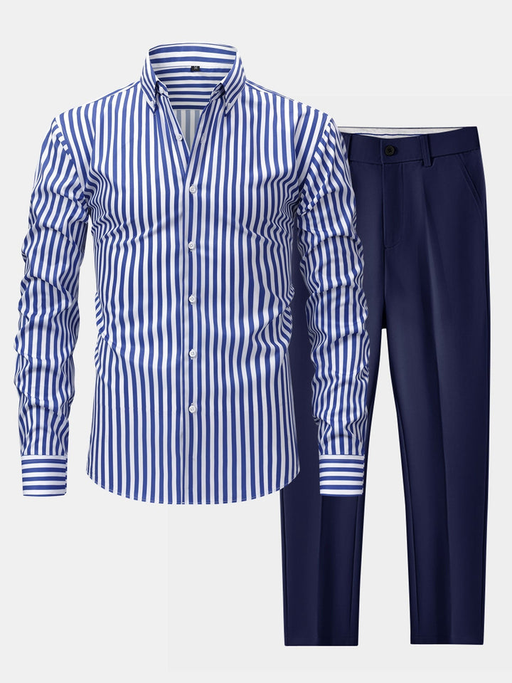 Camicia a righe a maniche lunghe con bottoni & pantaloni slim fit