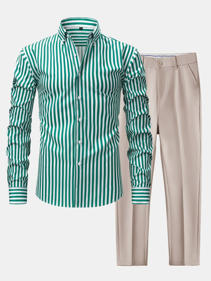 Camicia a righe a maniche lunghe con bottoni & pantaloni slim fit