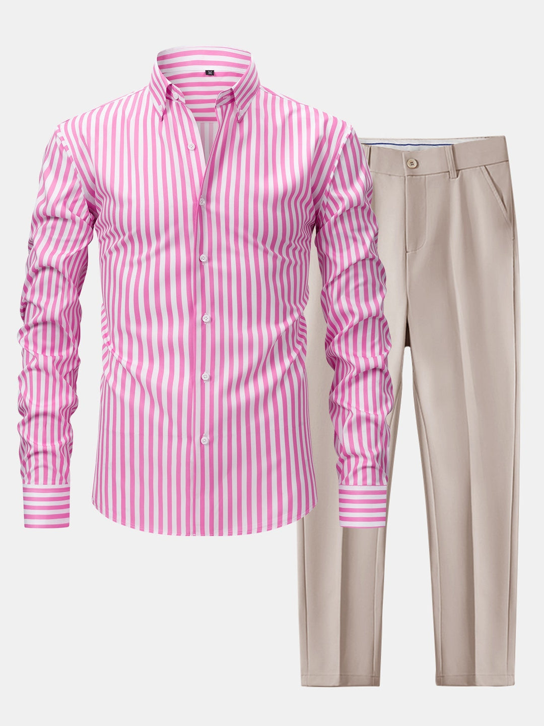 Camicia a righe a maniche lunghe con bottoni & pantaloni slim fit