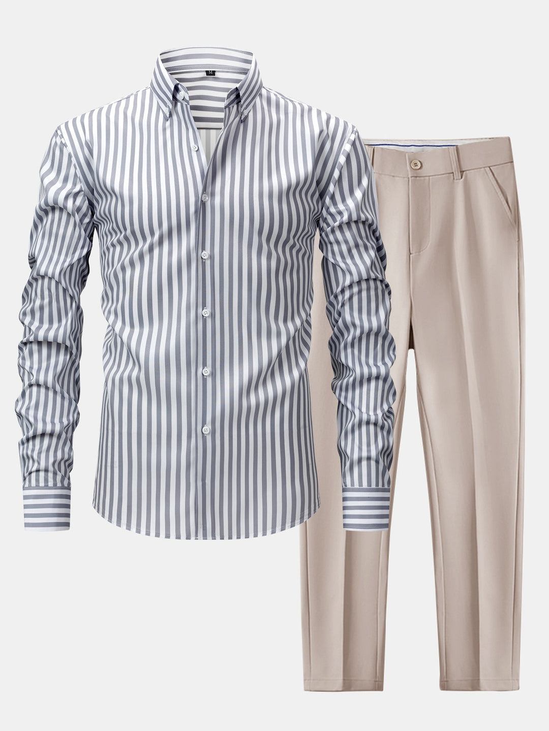 Camicia a righe a maniche lunghe con bottoni & pantaloni slim fit