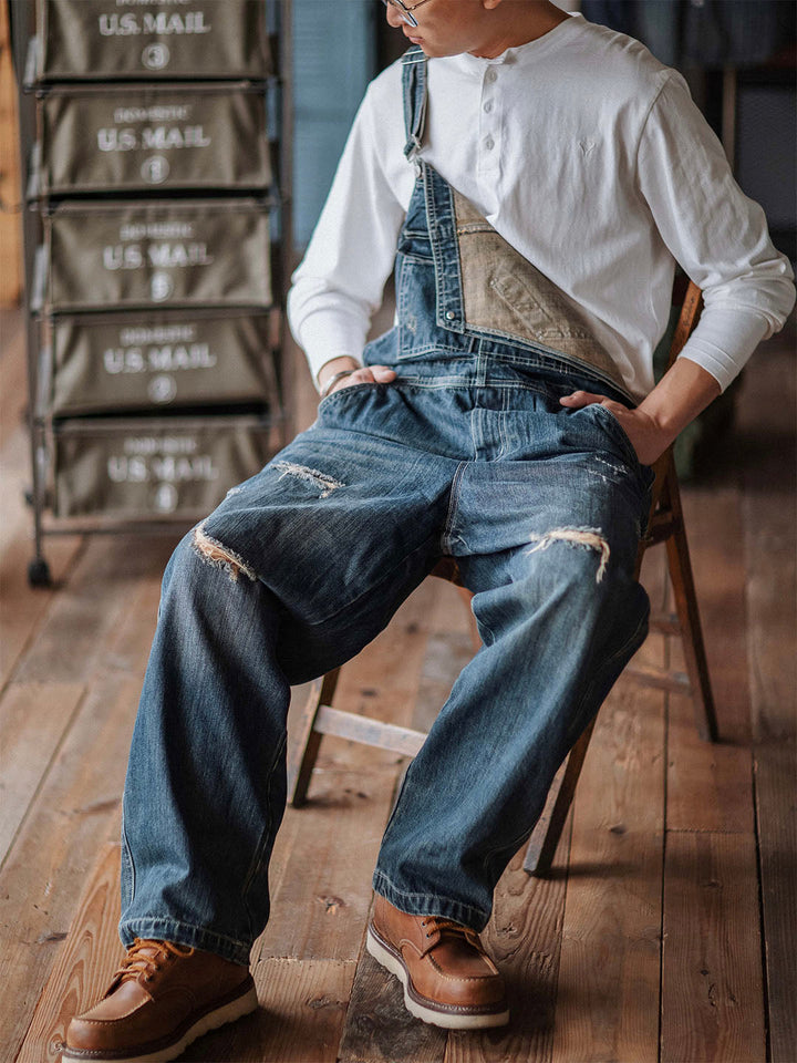 Julien™ | Salopette blu lavato rétro