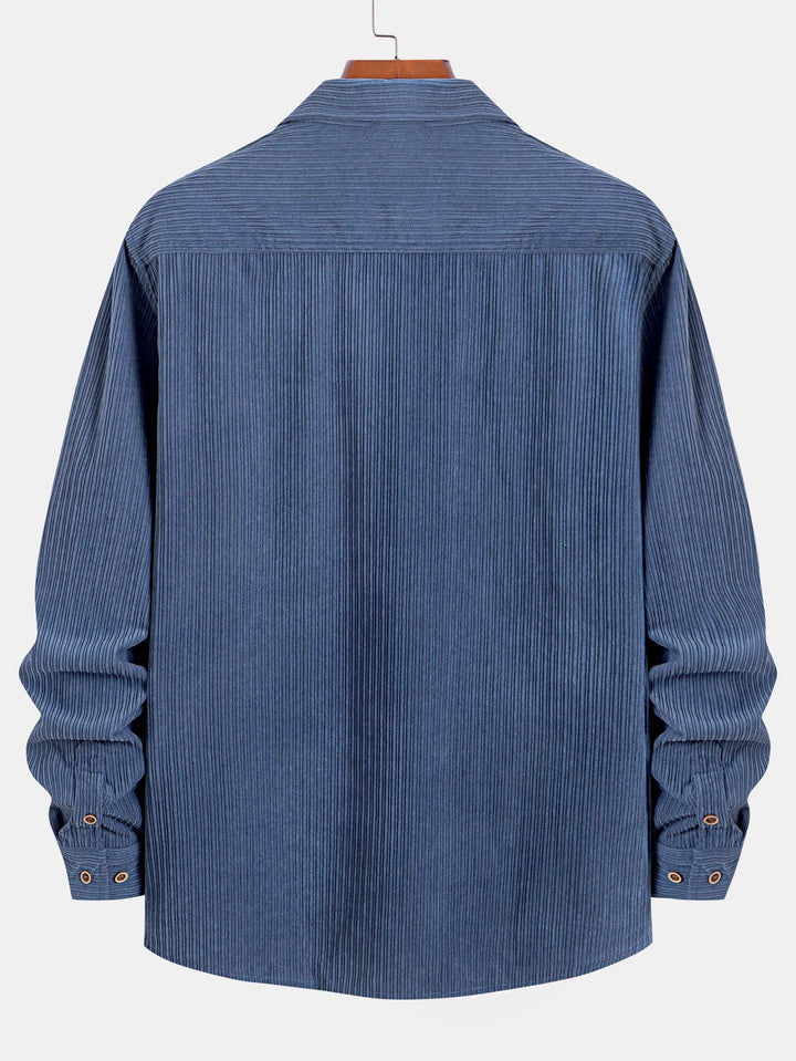 Camicia a maniche lunghe in velluto a coste con tasca e bottoni