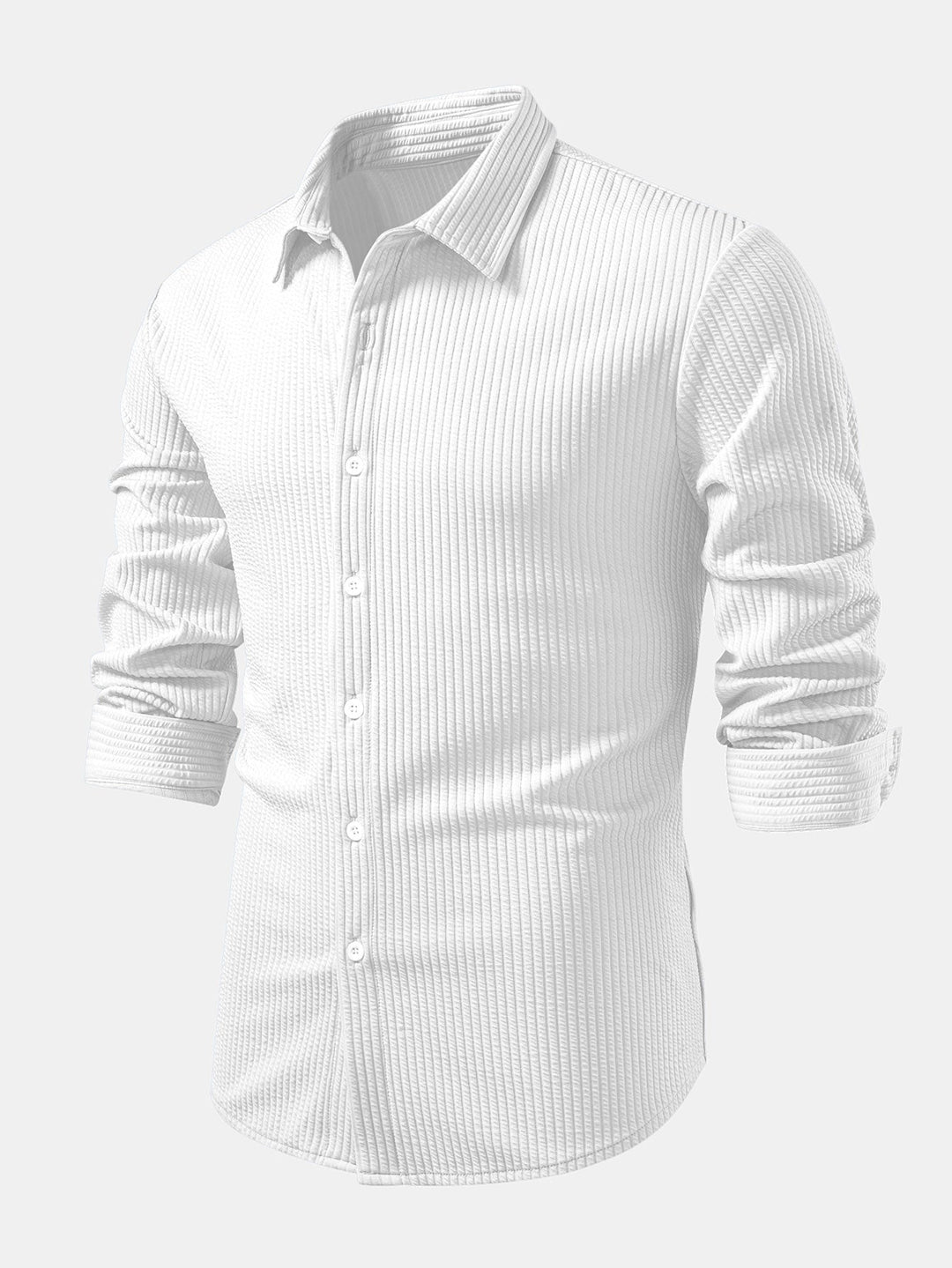 Camicia a maniche lunghe a coste, taglio muscolare, con bottoni