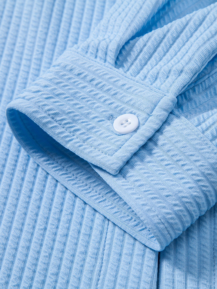 Camicia a righe a maniche lunghe, taglio muscolare, con bottoni & pantaloni a righe a gamba dritta