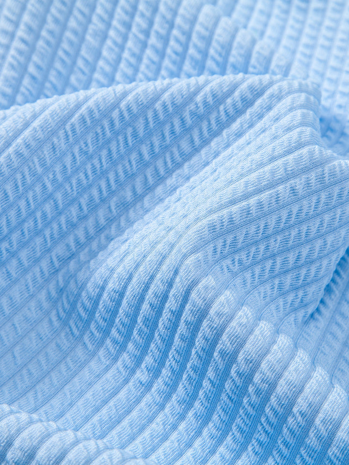 Camicia a coste con colletto alto, taglio muscolare, maniche lunghe