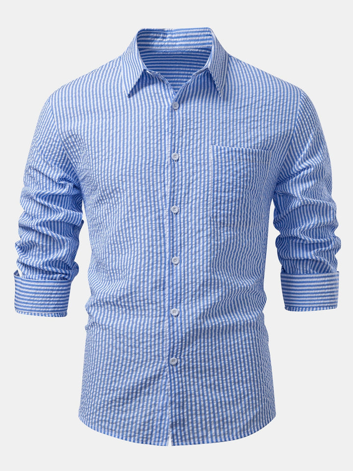 Camicia a righe con bottoni in seersucker