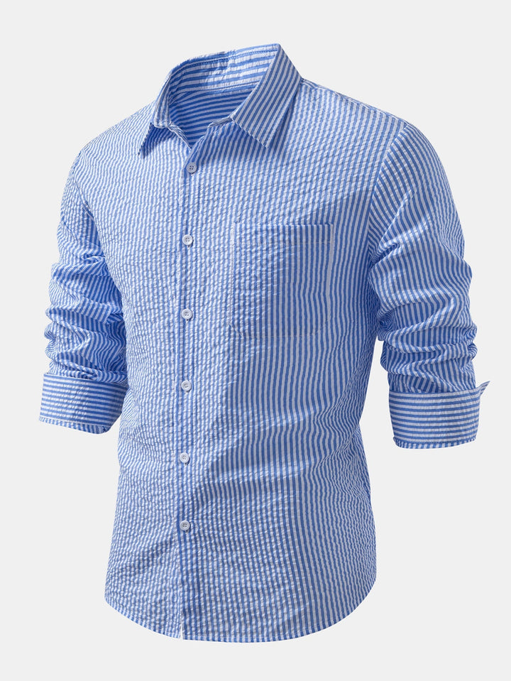 Camicia a righe con bottoni in seersucker