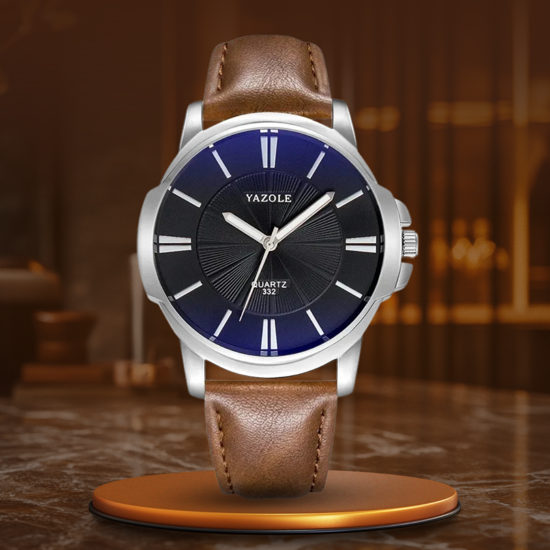 Orologio in Pelle con Vetro Blu Lussuoso™ - Olsen & Olsen