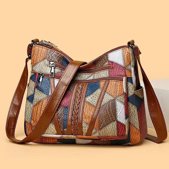 Liora™ | Borsa a Mano in Pelle Patchwork Artistico