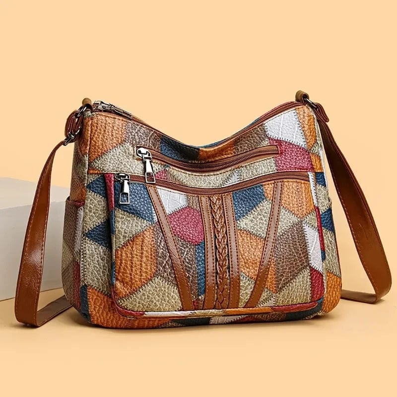 Liora™ | Borsa a Mano in Pelle Patchwork Artistico