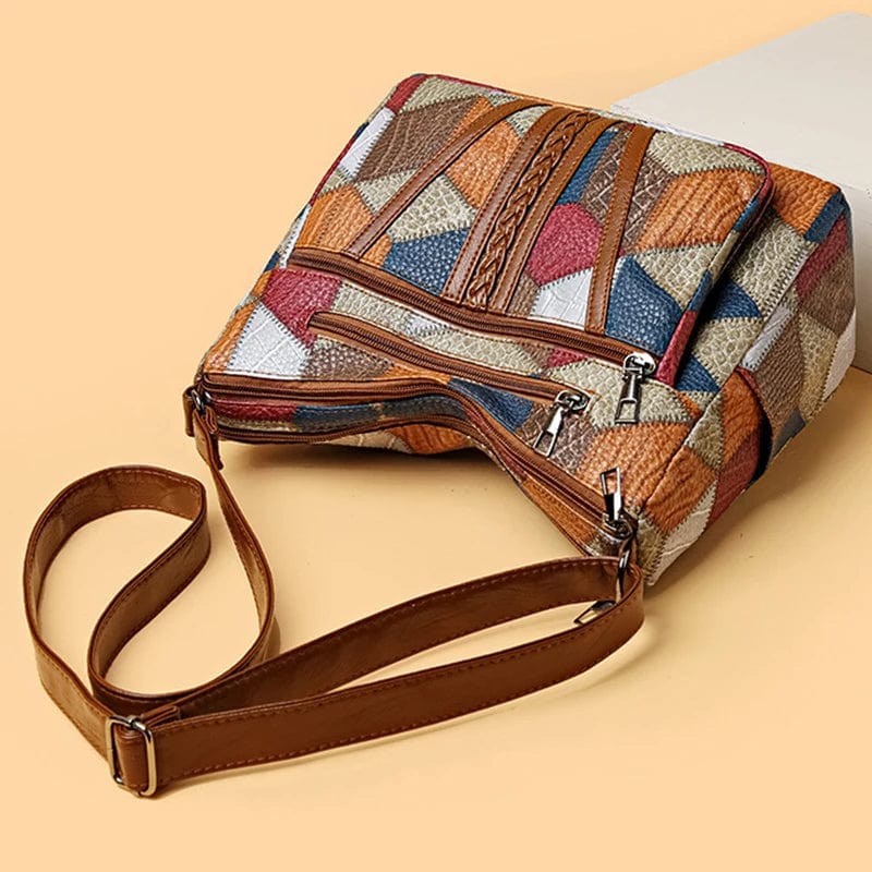 Liora™ | Borsa a Mano in Pelle Patchwork Artistico