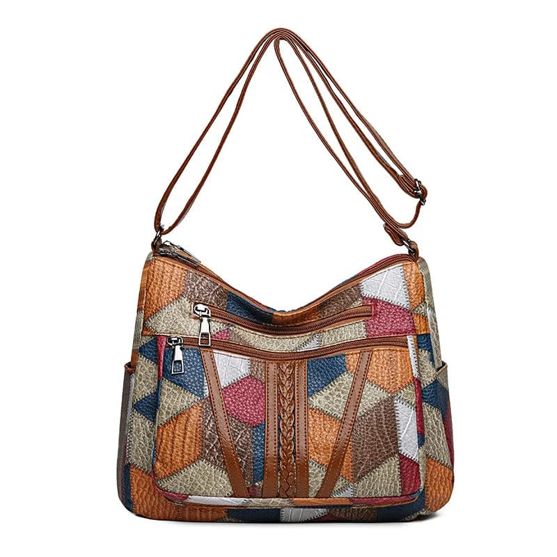 Liora™ | Borsa a Mano in Pelle Patchwork Artistico